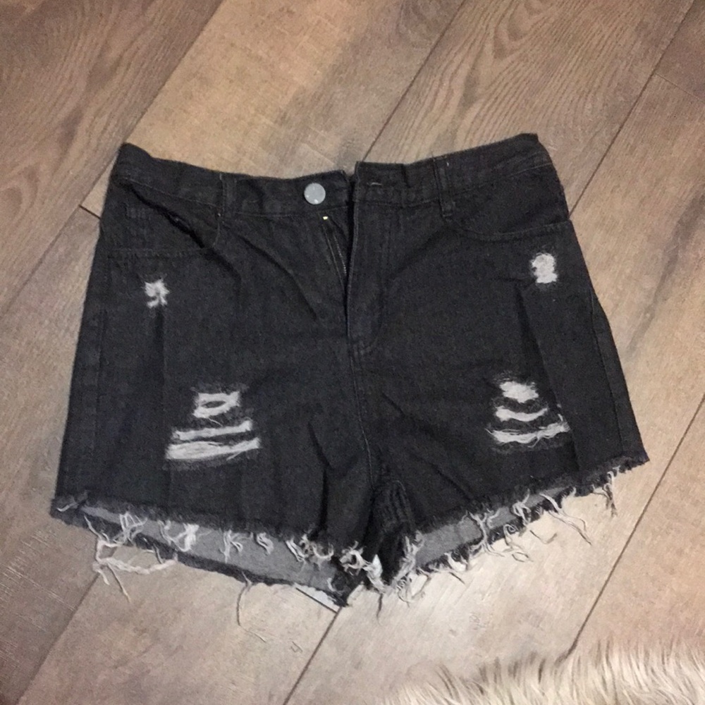 Black jeans shorts